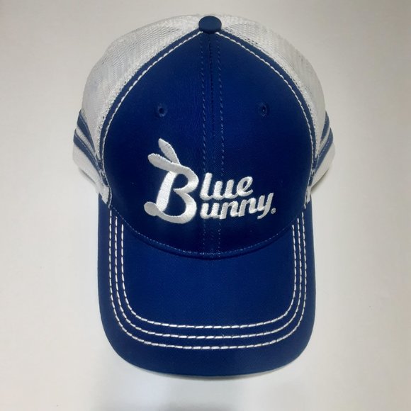NWOT Sportsman Blue Bunny 2 Stripe Mesh Back Trucker Snap Back Hat/Cap - Picture 1 of 7